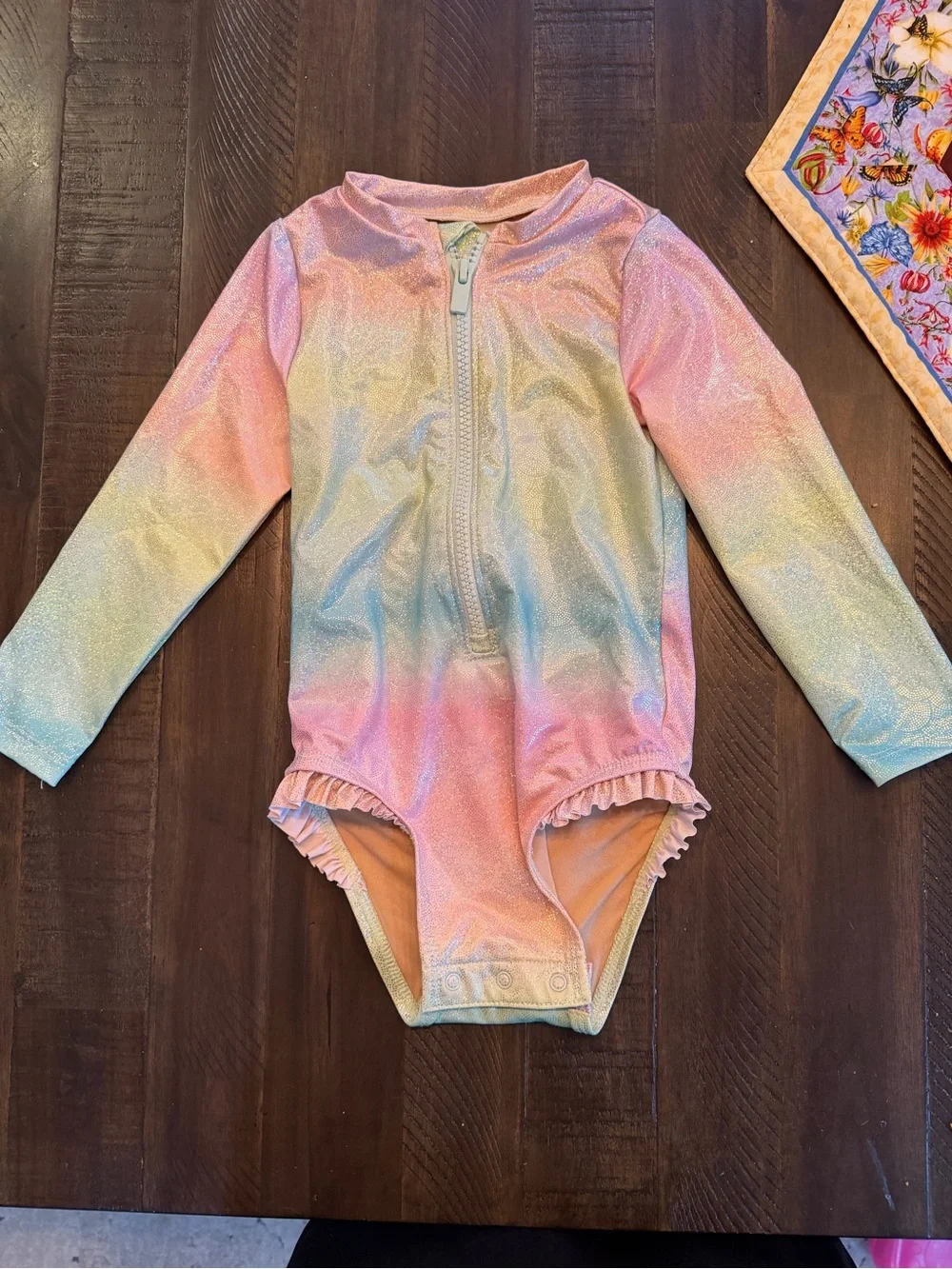 Old Navy Pink and Mint Glitter Girls Swimsuit